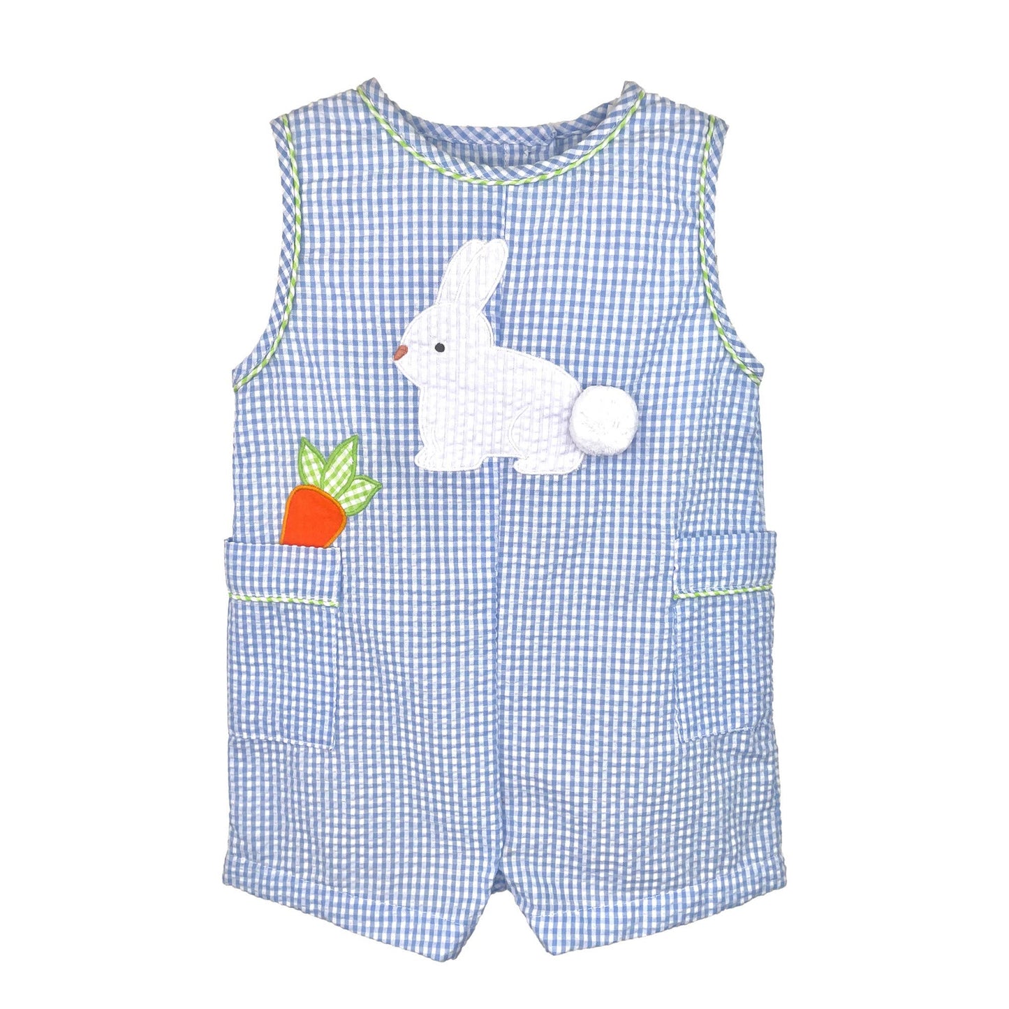 Sunsuit with Bunny Applique and Carrot Pockets