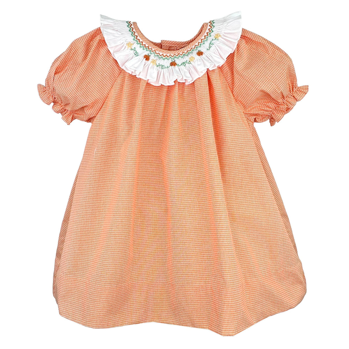 Dress with Smocked Collar and Bullion Pumpkins