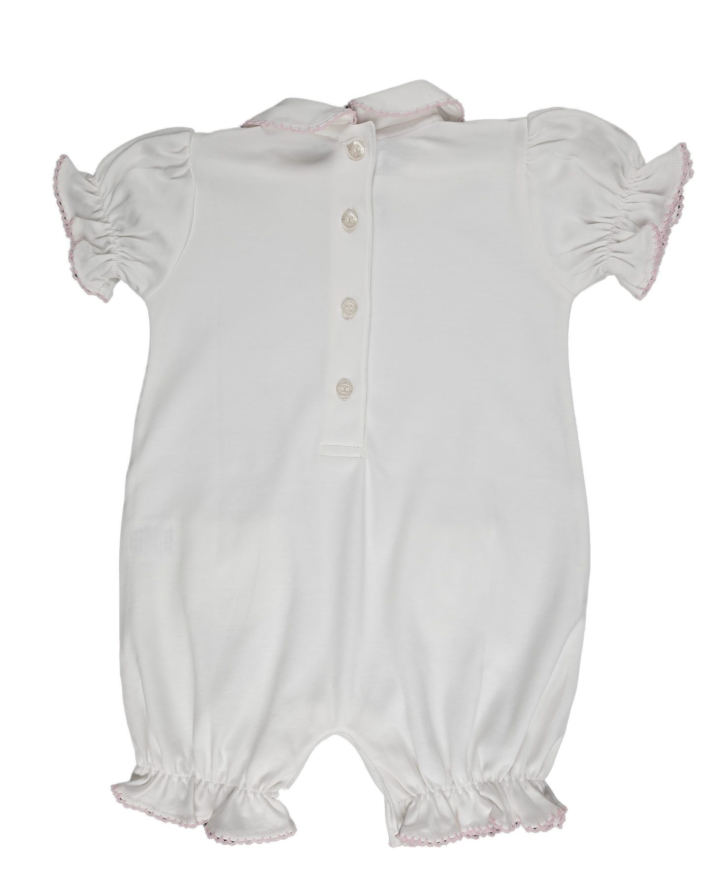 Baby Girl Pink Bow and Floral Pima Romper