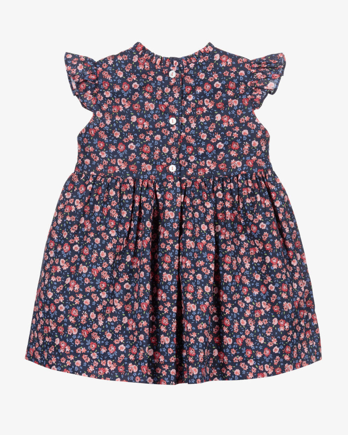 Baby Girls Blue Floral Smocked Cotton Dress
