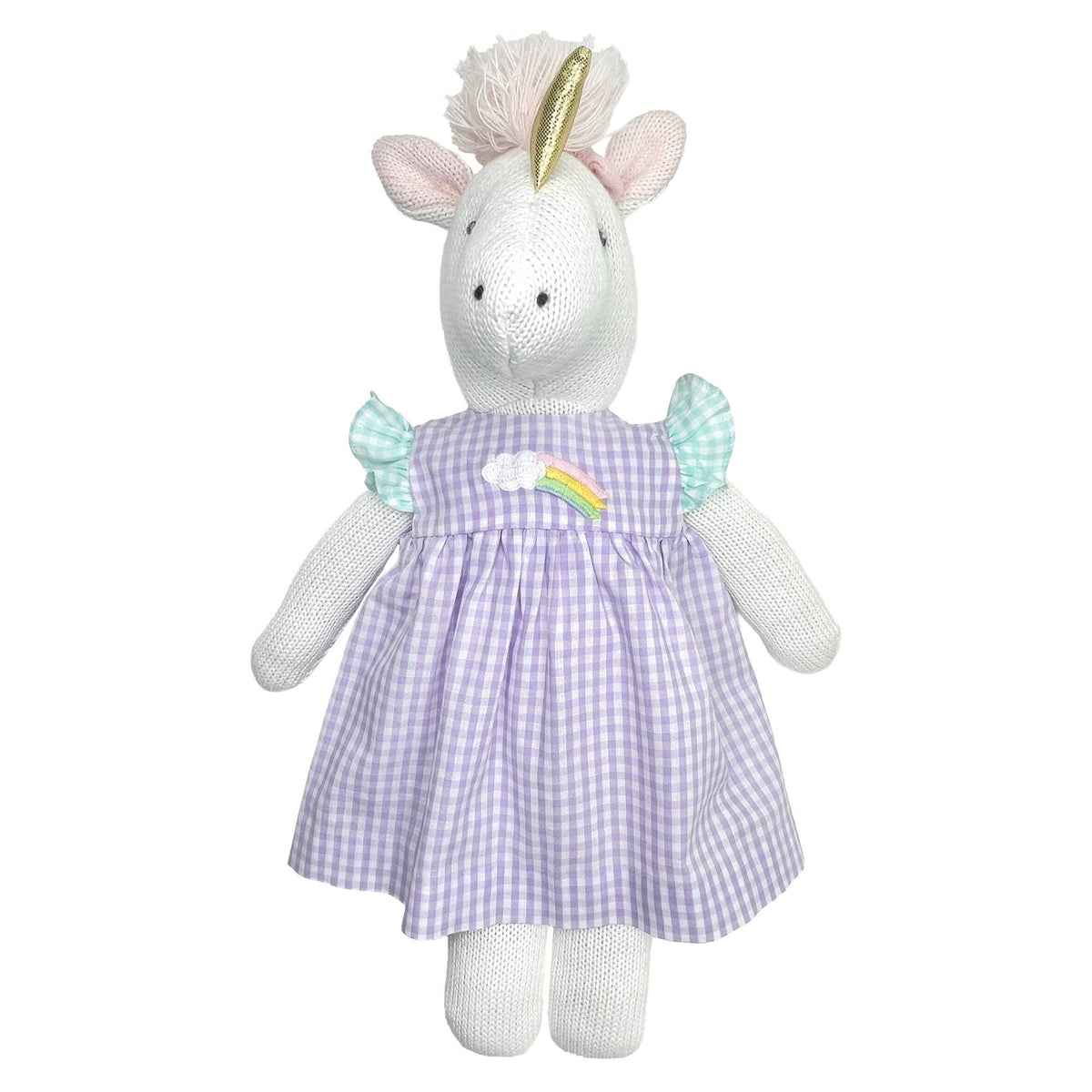 Dress with Unicorn and Rainbow Appliques