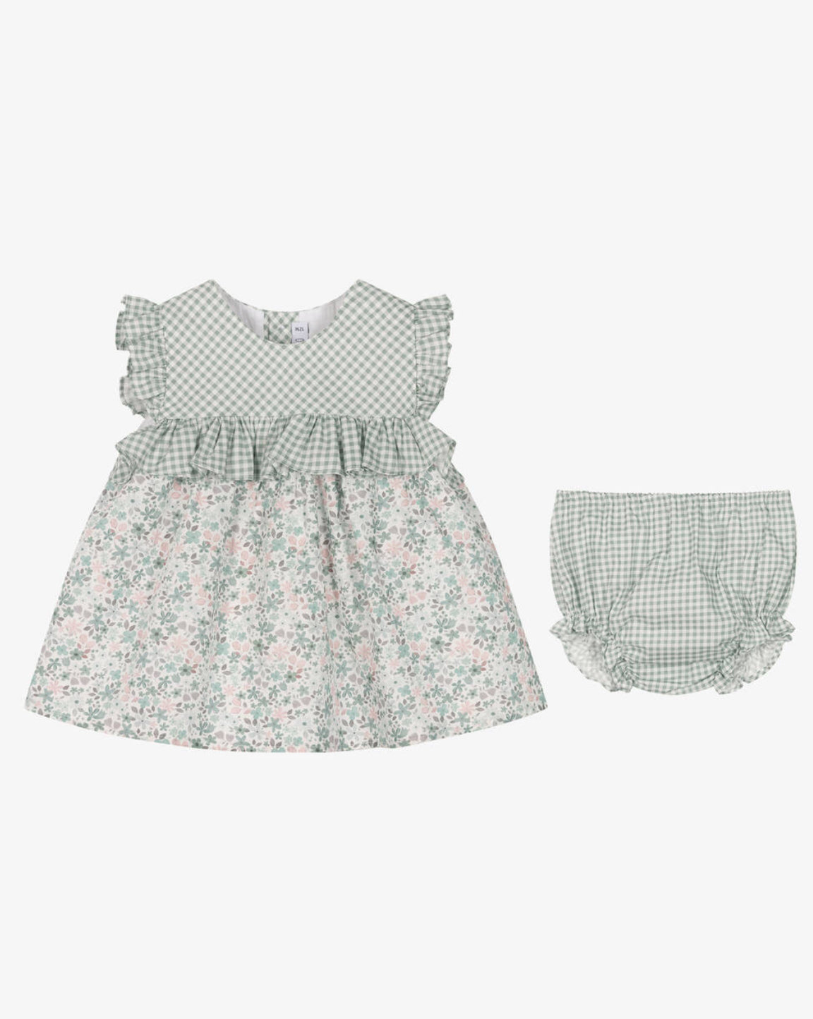 Baby Girls Green Floral Cotton Dress