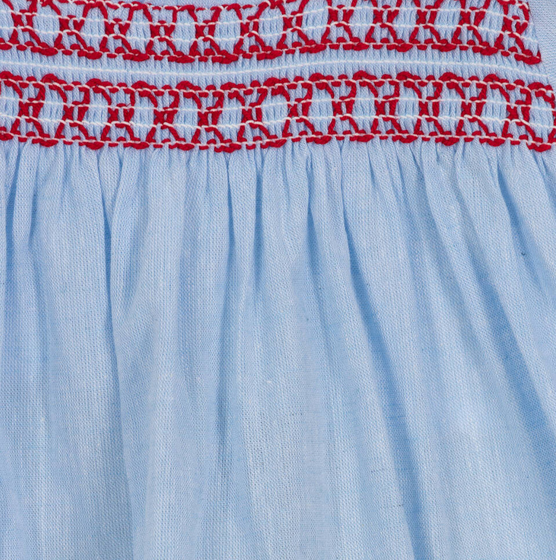 Girls Blue Cotton Smocked Dress