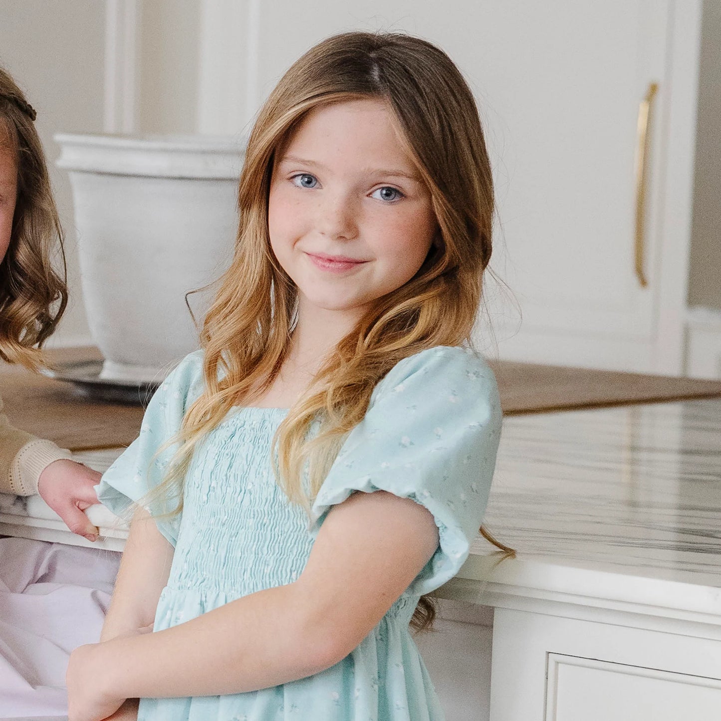 Organic Smocked Bubble Sleeve Dres