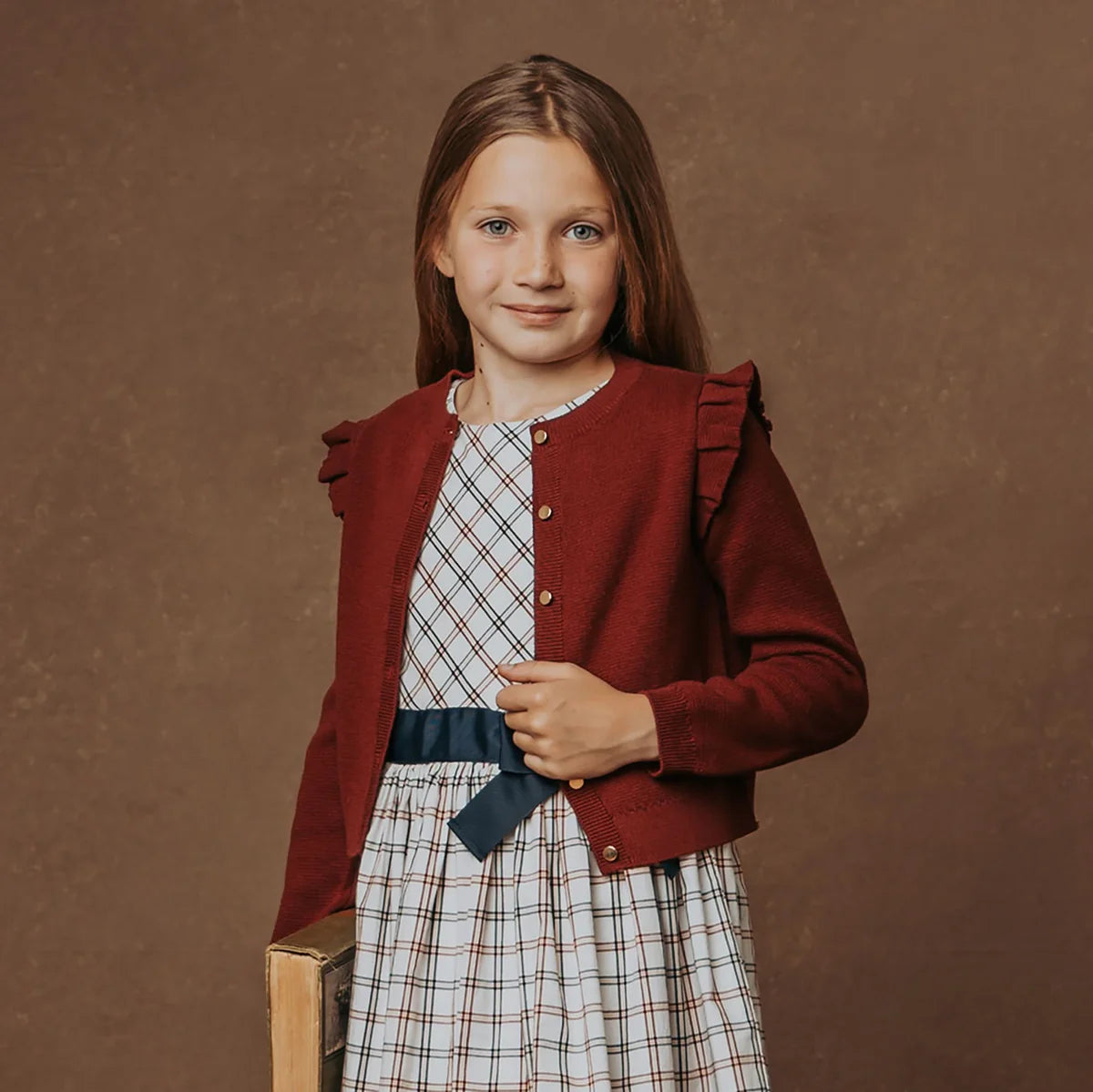 Organic Milano Cranberry Ruffle Cardigan