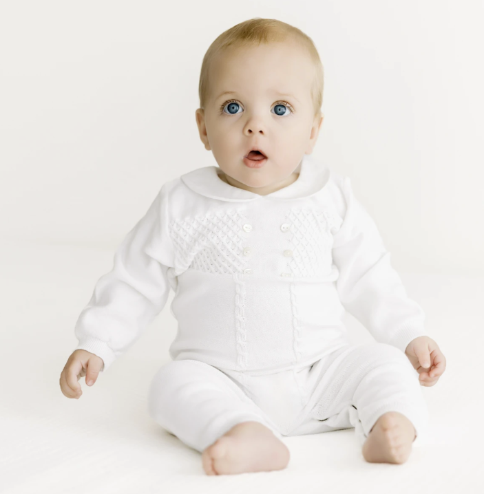 Baby Girls & Boys Diamond Lattice Knit Longall Footie