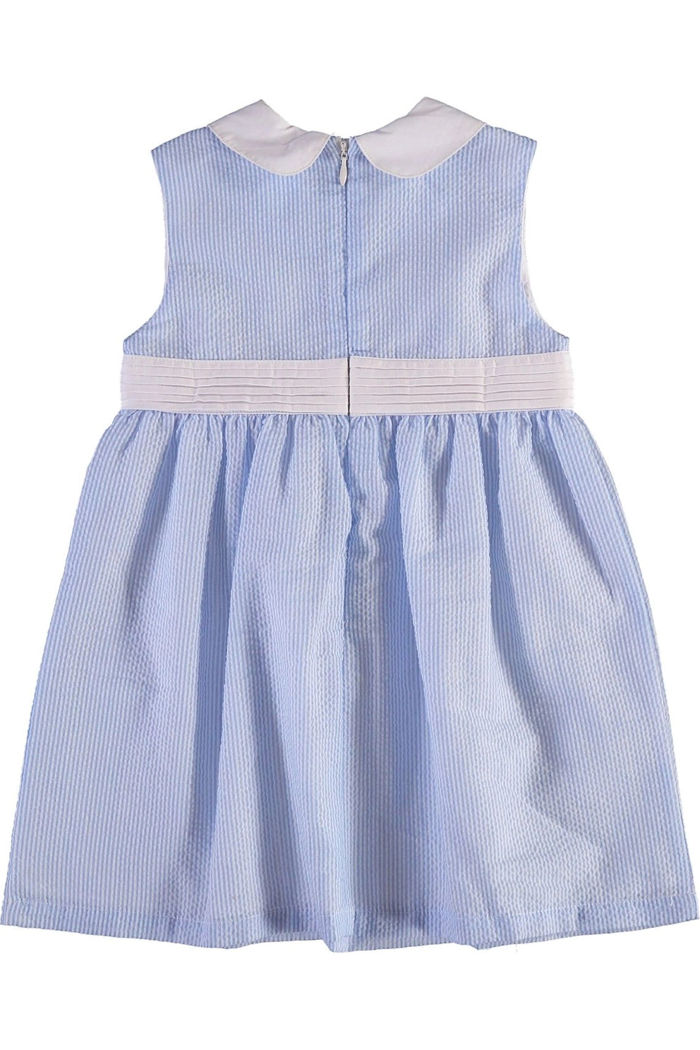 Blue Seersucker Yoke Dress
