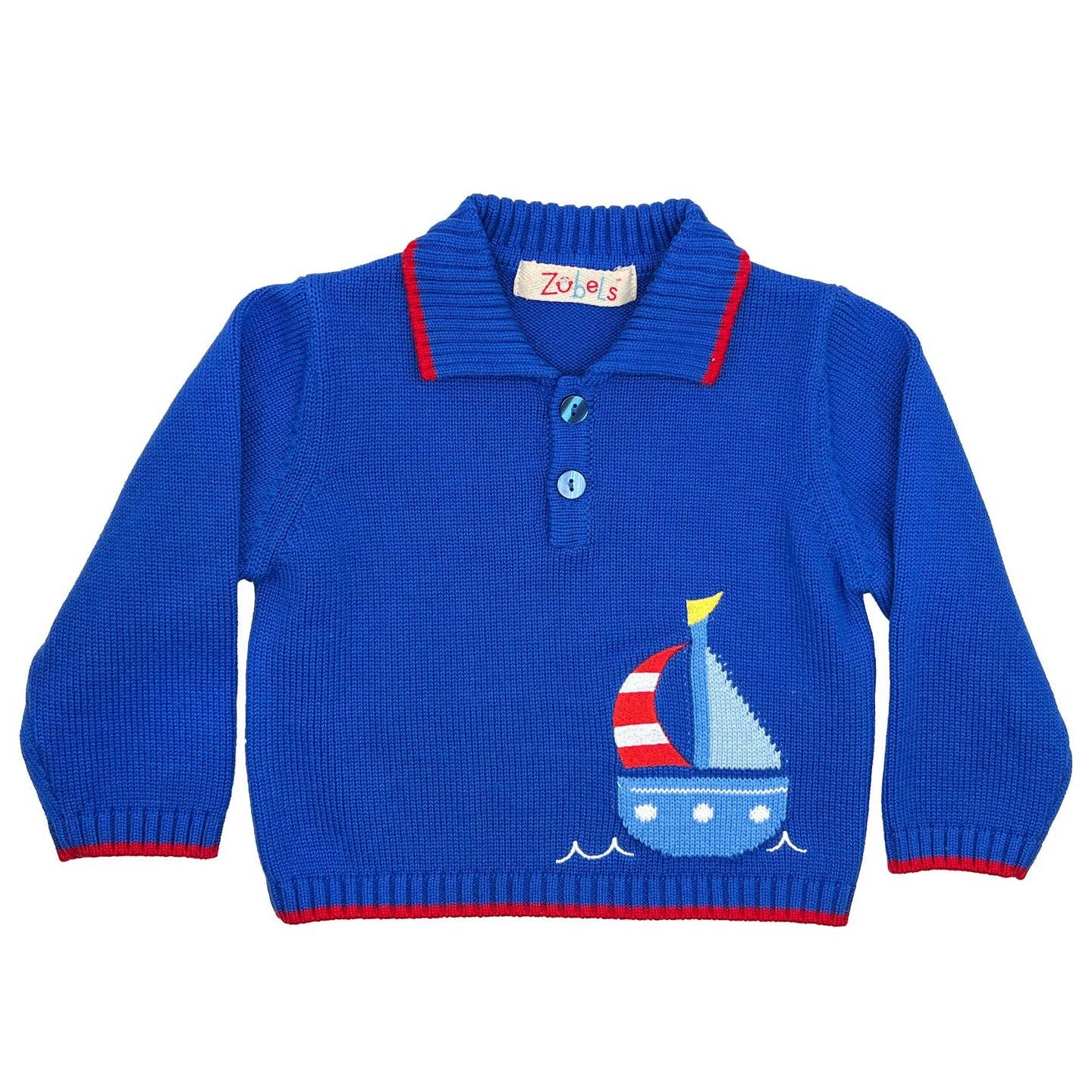 Sailboat Collared Knit Sweater