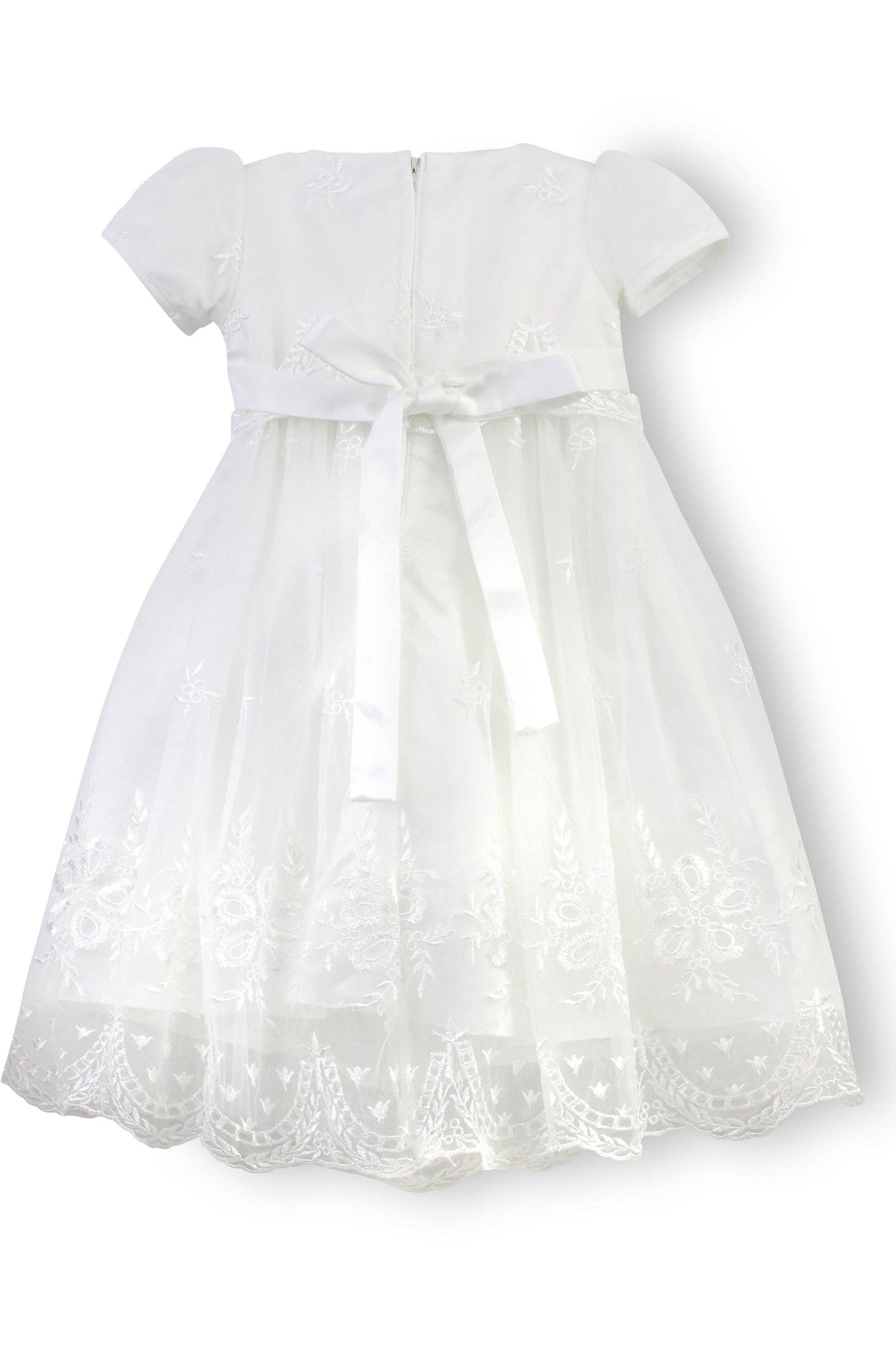 Baby Girl White Lace Gown & Bonnet