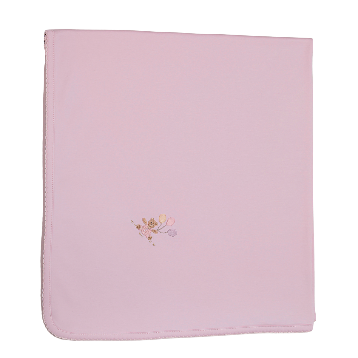 Baby Balloon Pink Bear Pima Blanket