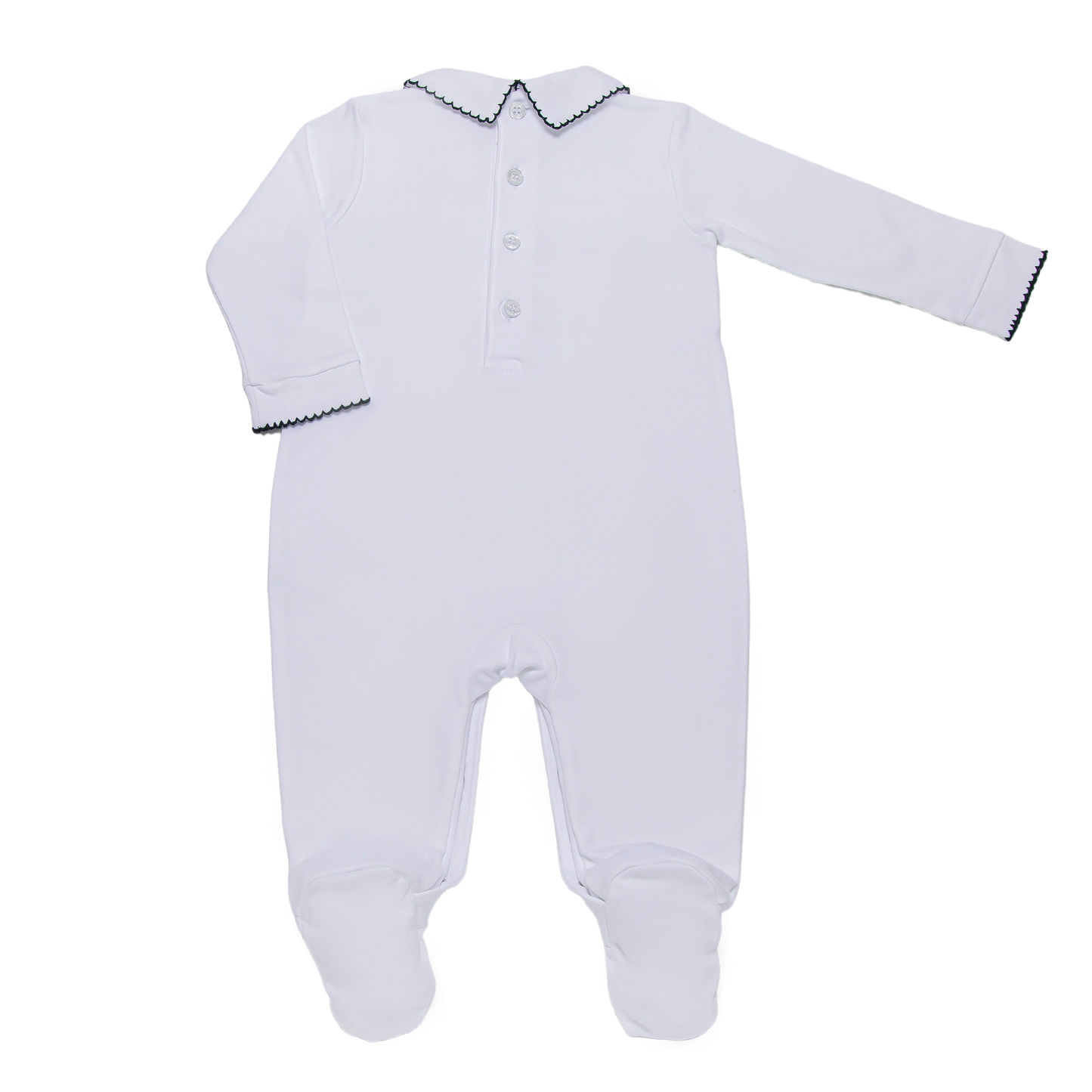 Baby White and Navy Blue Pima Cotton Footie