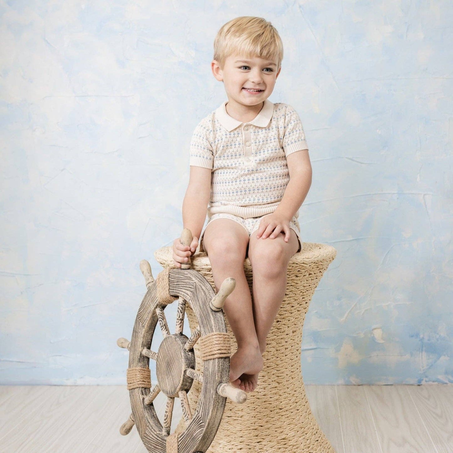 Toddler Boys Pointelle Jacquard Knit Set