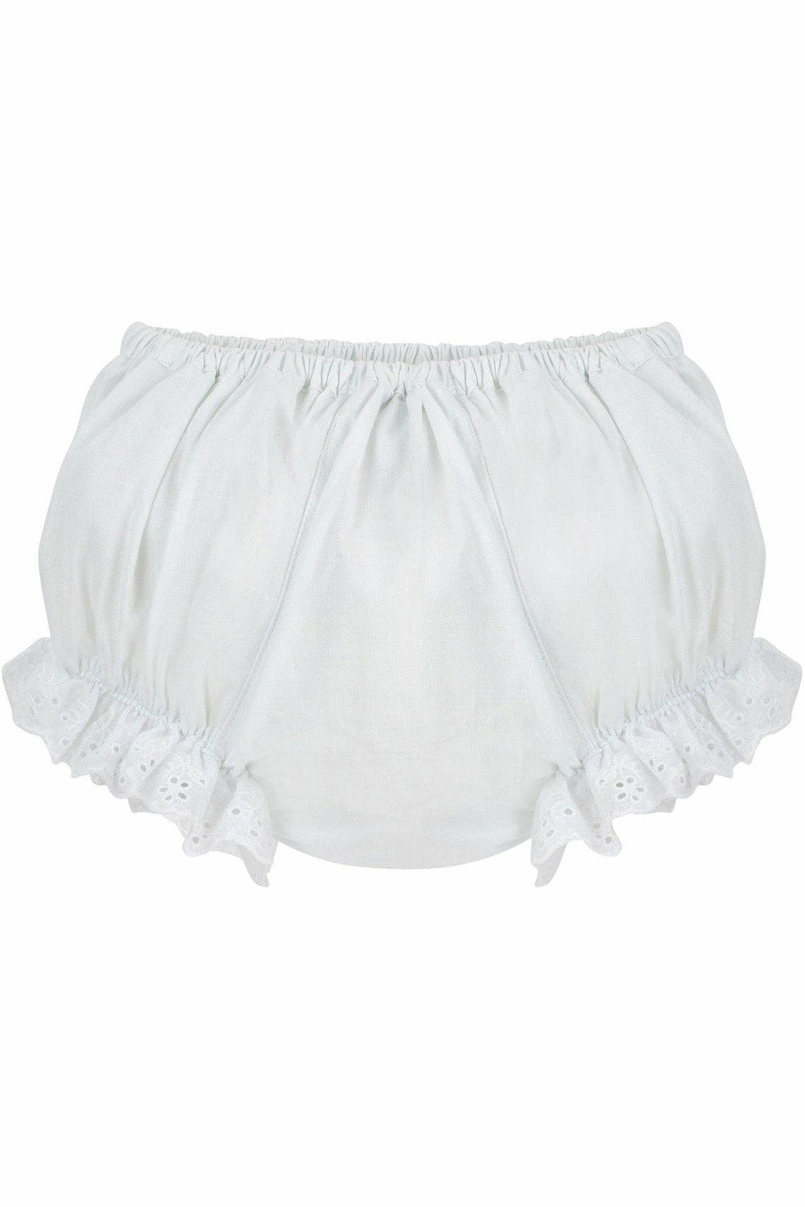 Baby Girls Cotton Diaper Covers - Ruffled White Flowers