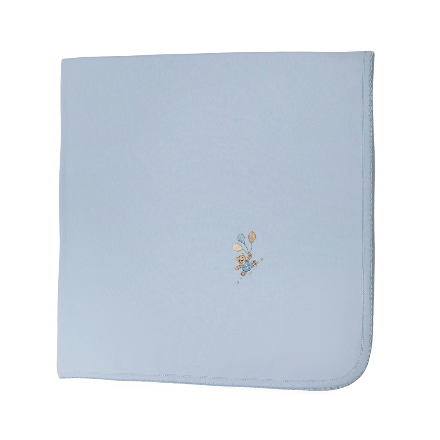 Baby Balloon Blue Bear Pima Blanket