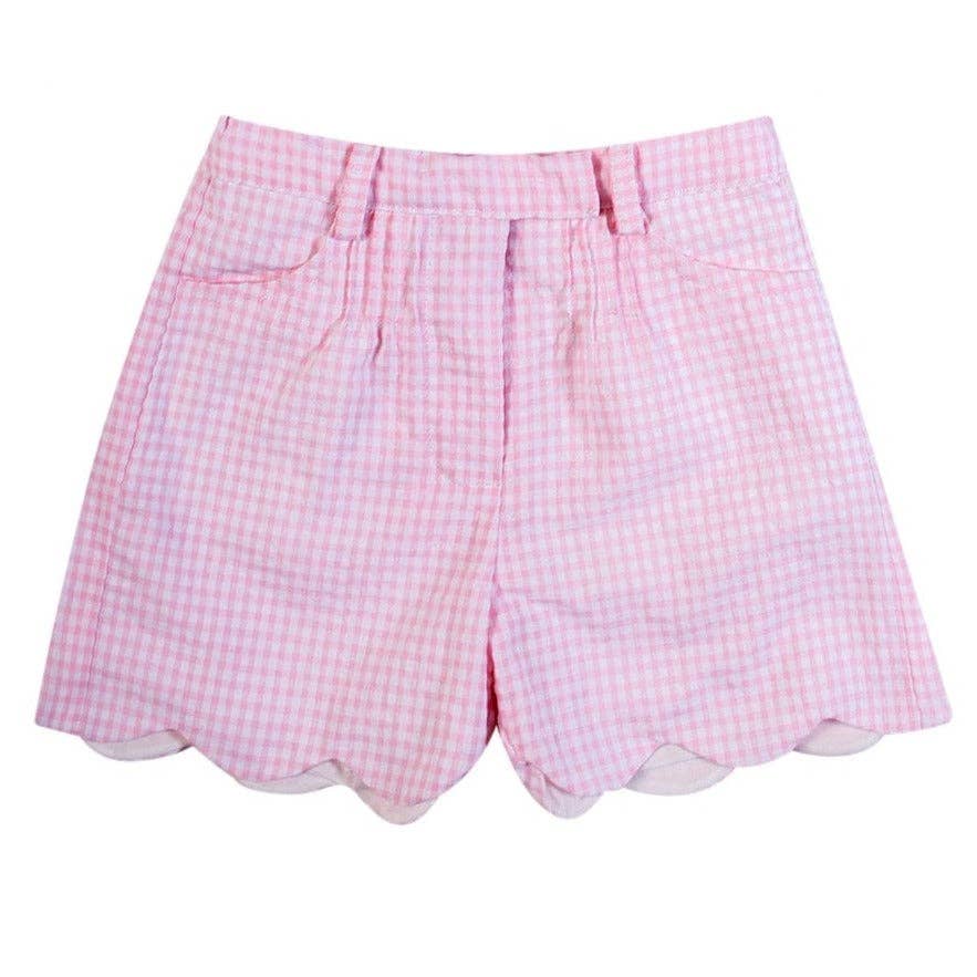 Scalloped Gingham Pink Shorts