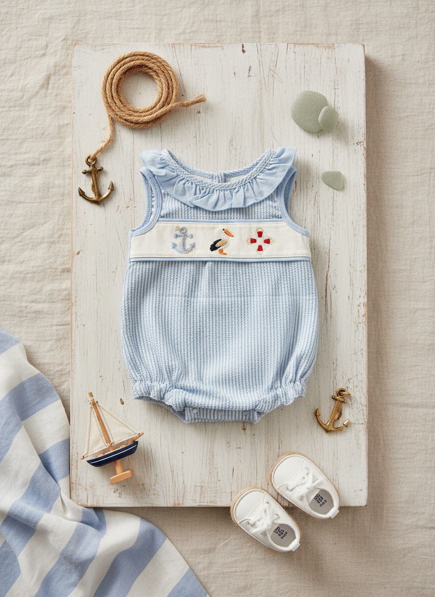 Seaside ruffle Bubble Romper