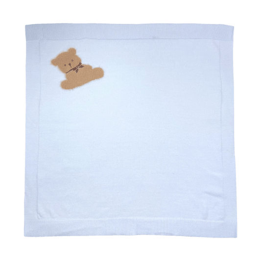 Bear Knit Blanket - Blue