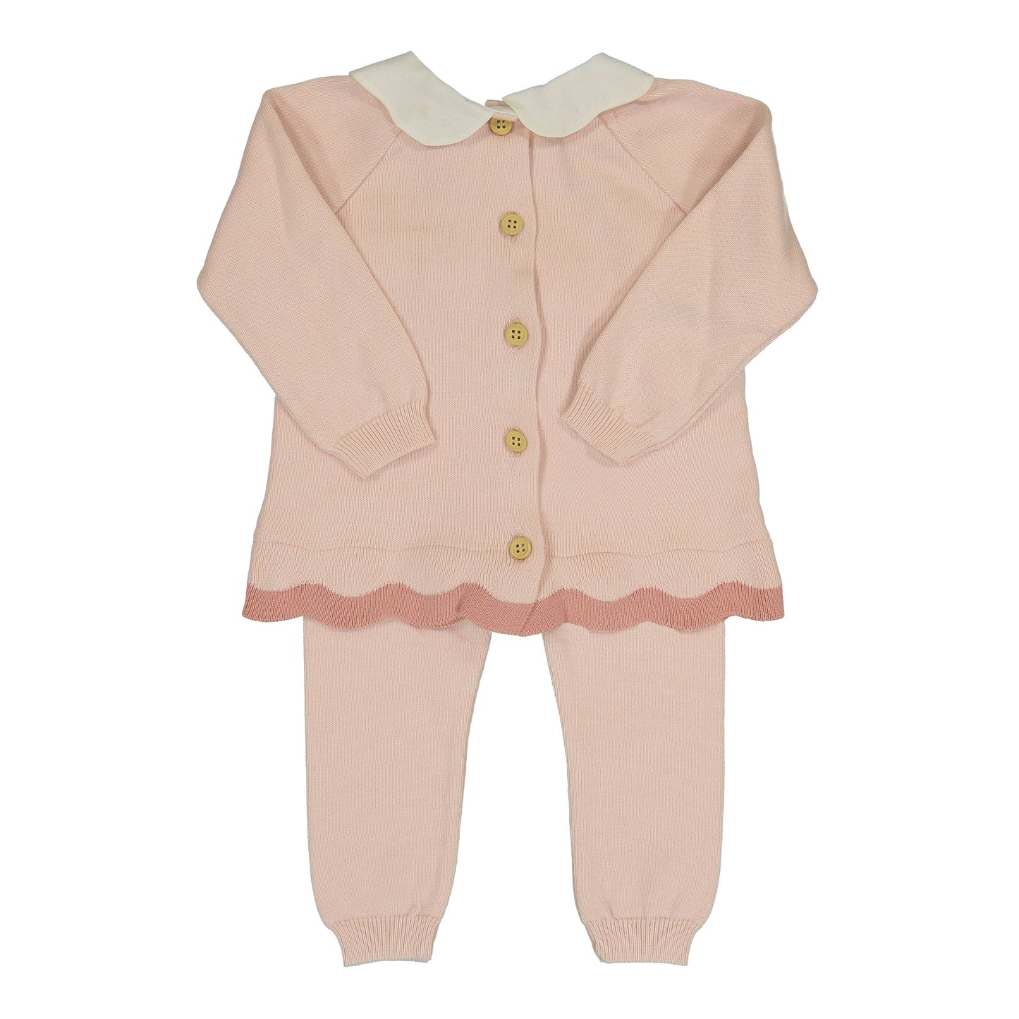 Baby & Toddler Girls Scalloped Contrast Trim Knit Set