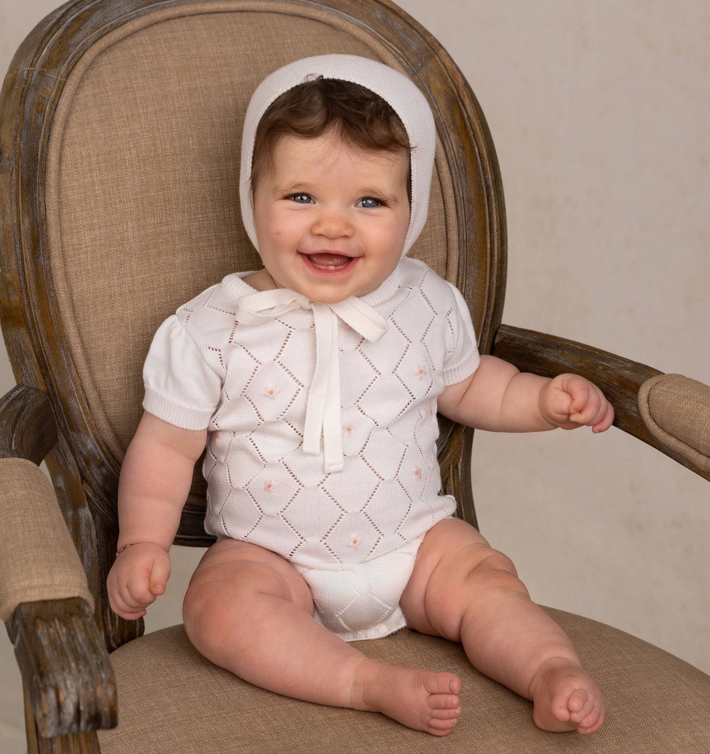 Baby Girls Eyelet Knit Romper