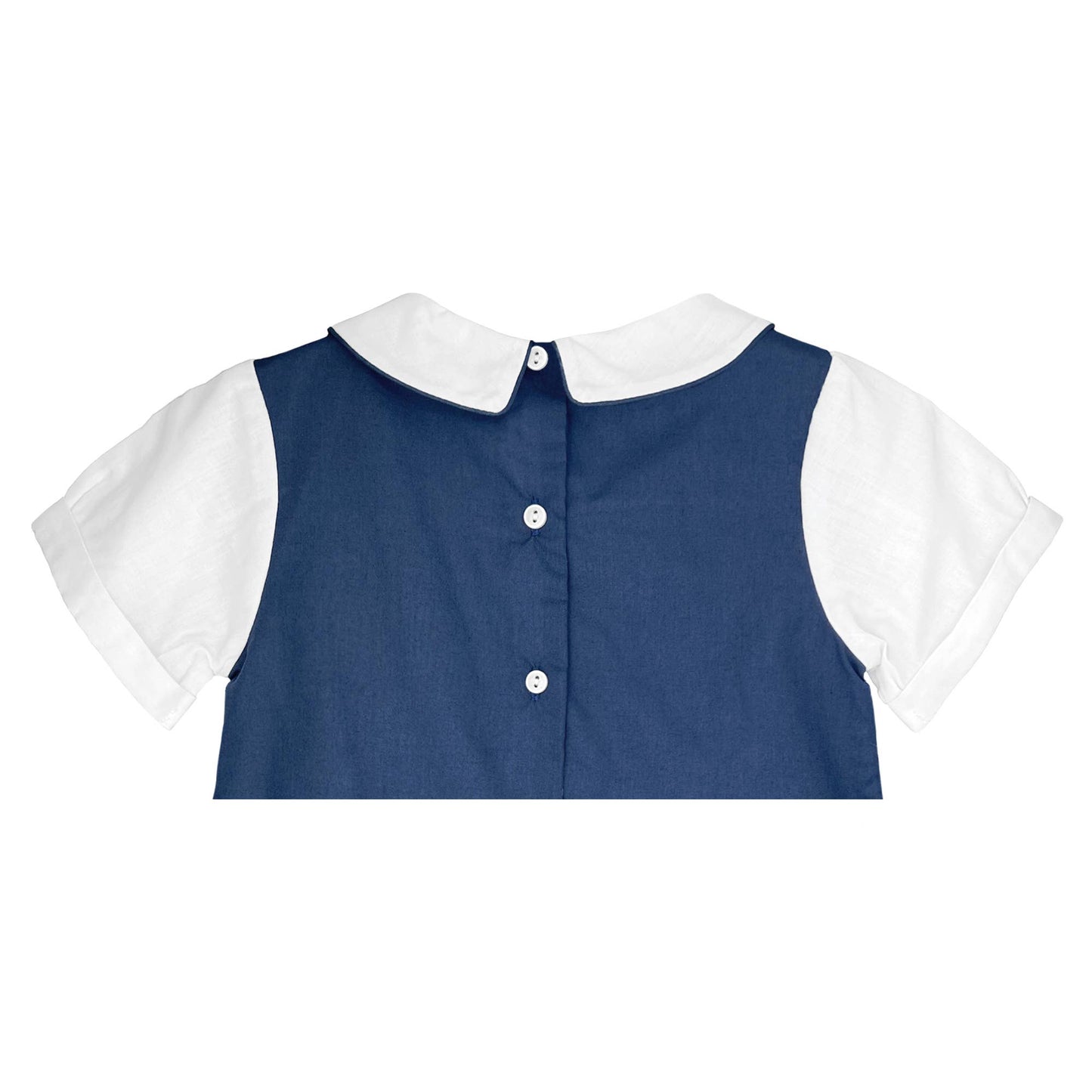 Navy Romper with Side Tabs