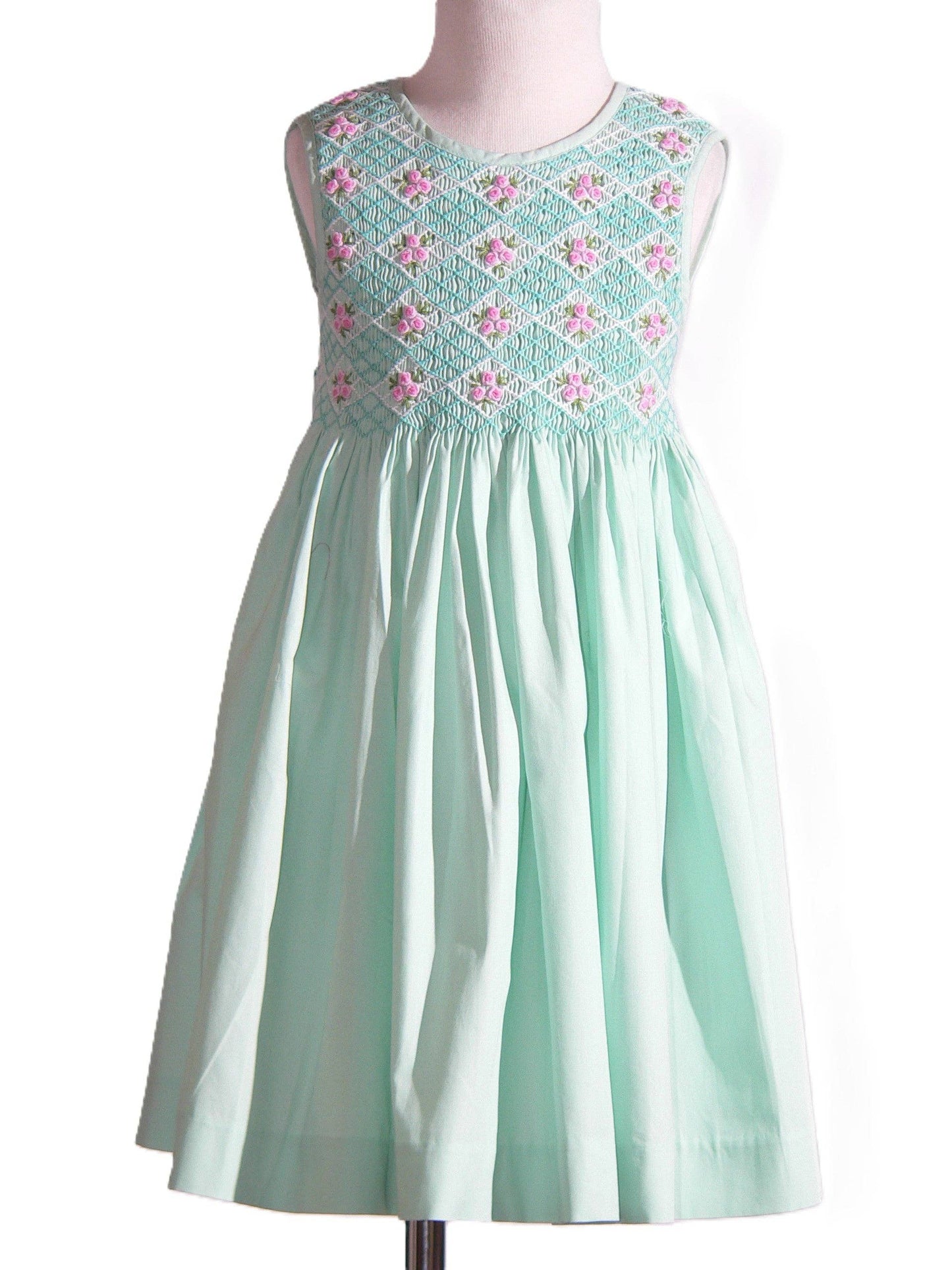 Mint Geometric Smocked Dress