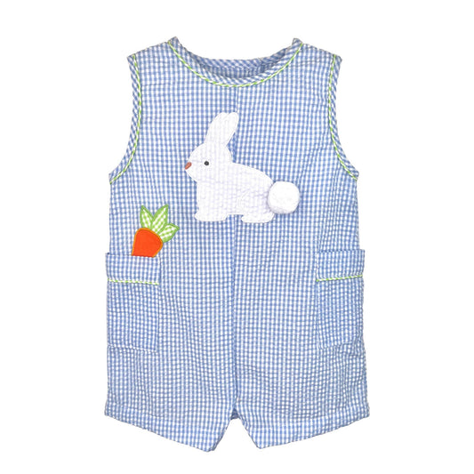 Sunsuit with Bunny Applique and Carrot Pockets