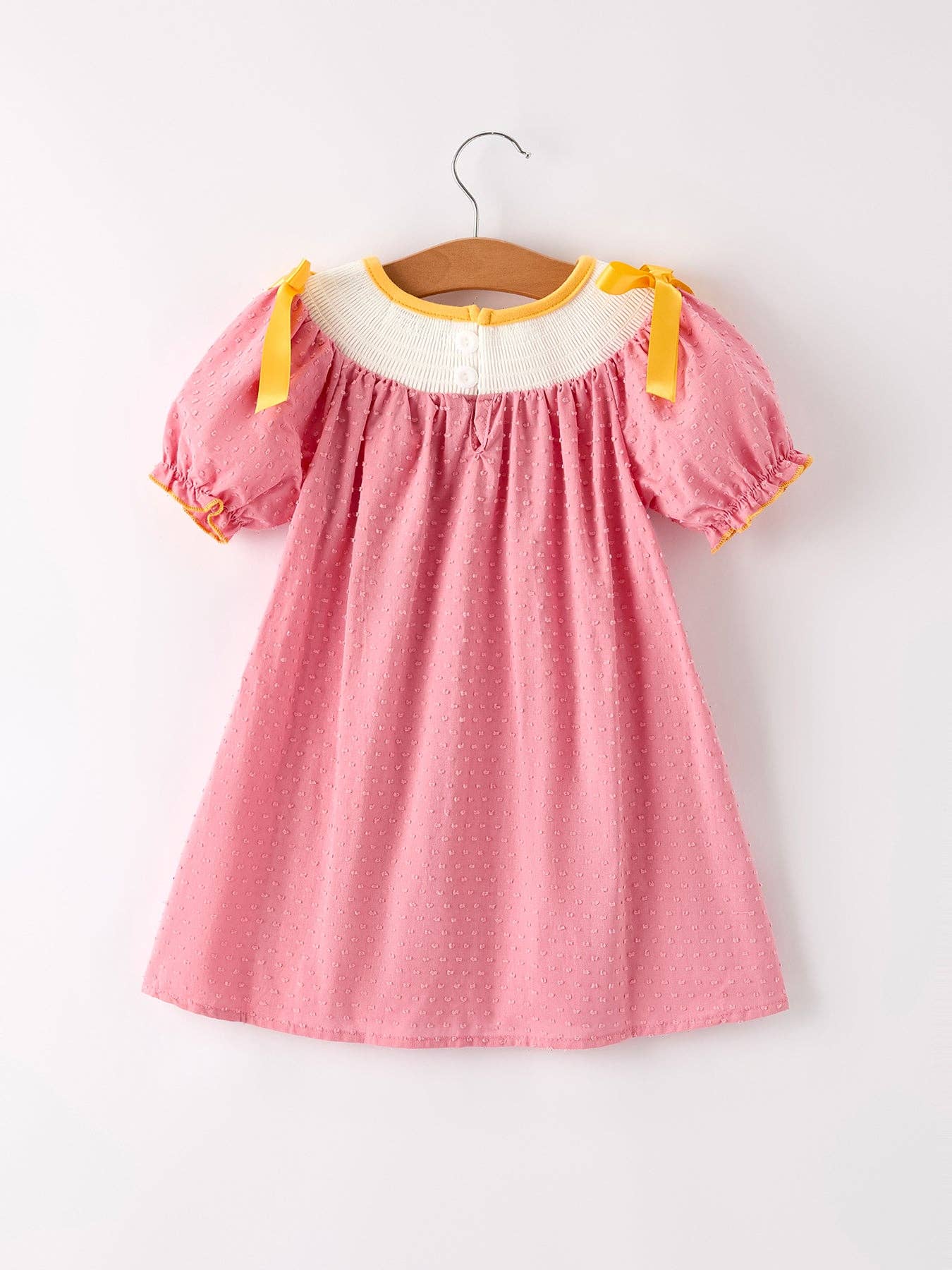 Fall Thanksgiving Turkey Leaf Embroidered Bow Girls Dress