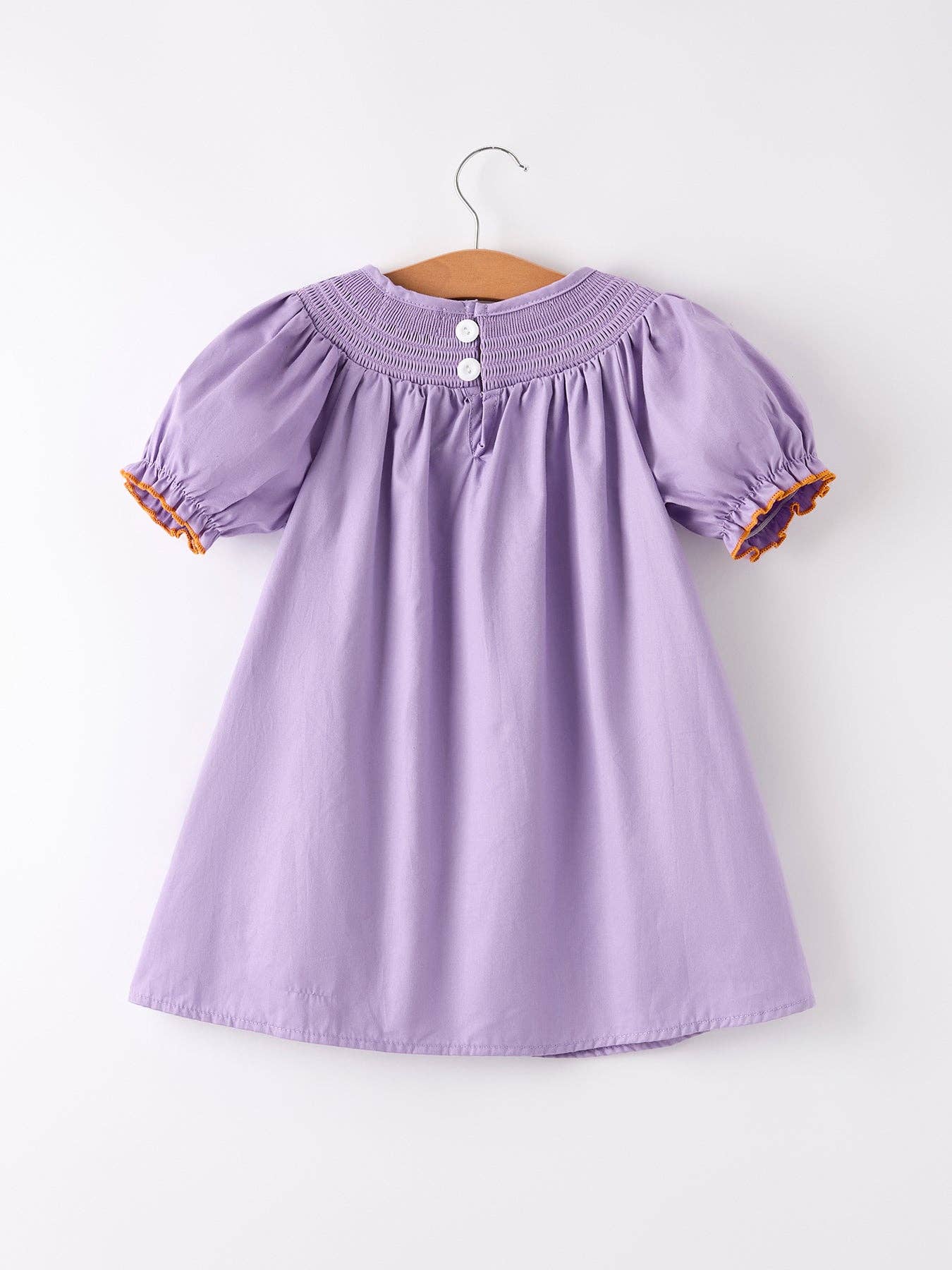 Purple Halloween Smocked Embroidered Dress
