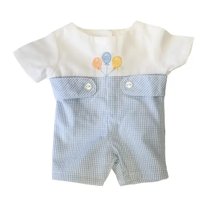 Blue Gingham Doll Romper