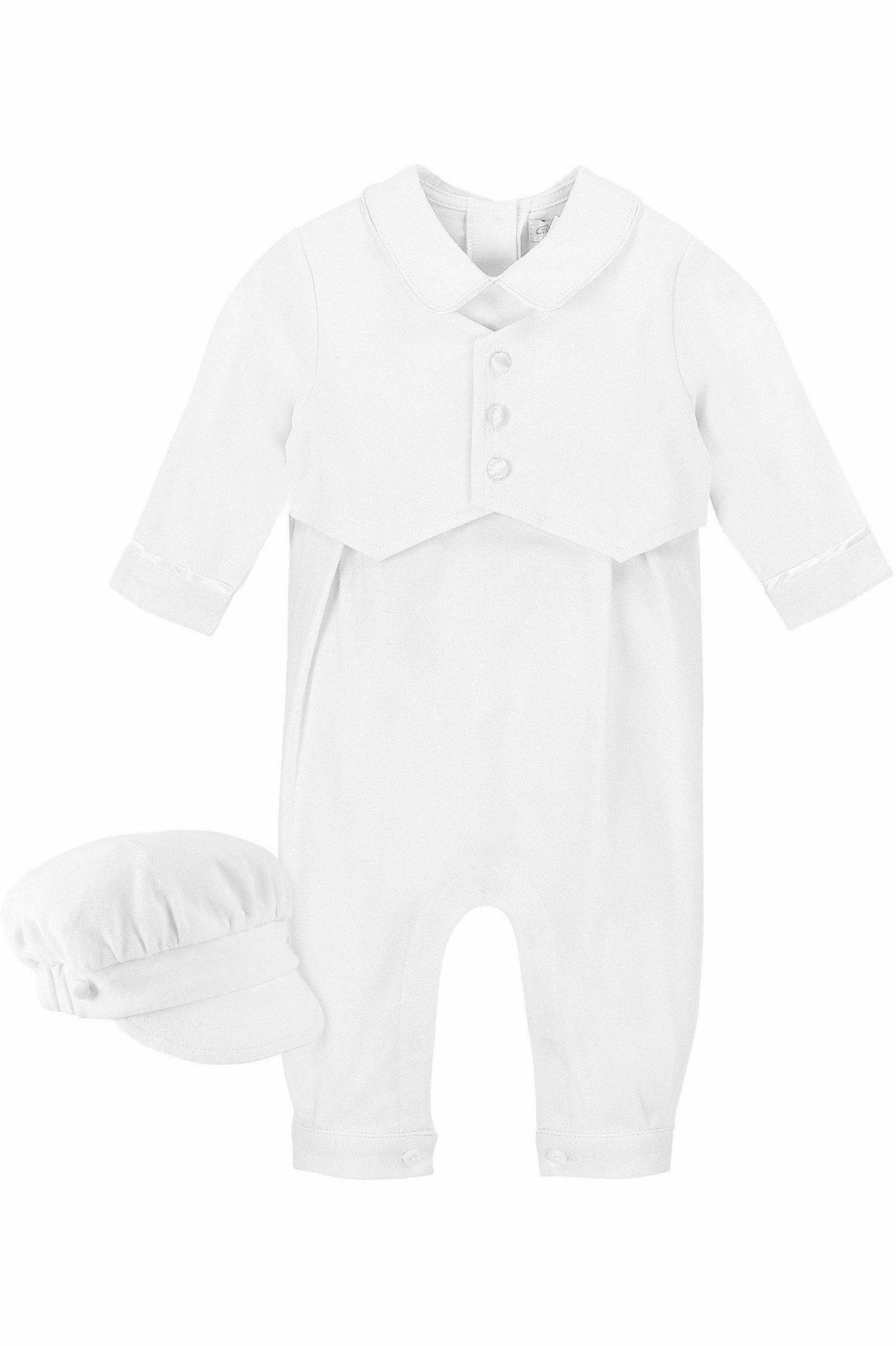 Baby Boy Christening Set with Matching Hat
