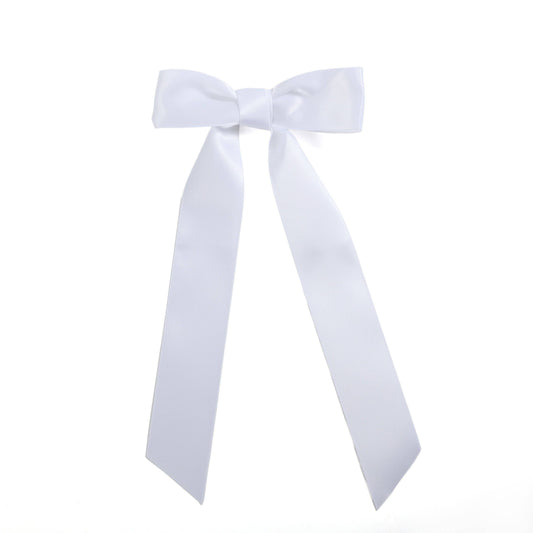 White Long Tail Hair Bow Clip