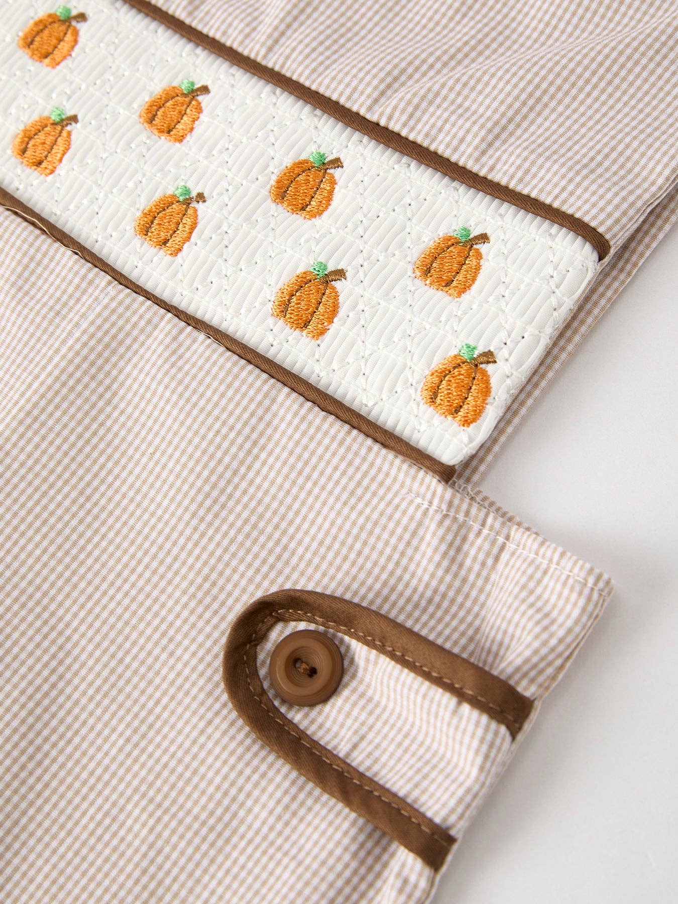 Halloween & Thanksgiving Pumpkin Smock Embroidered Boys Romper