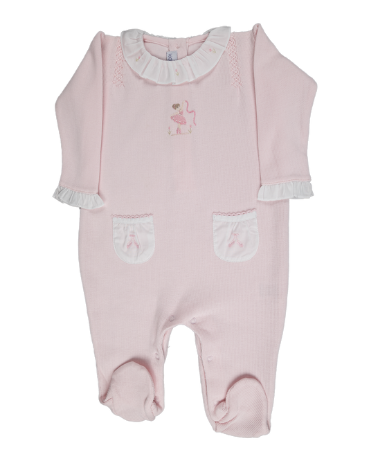 Pink Ballerina Jacquard Pima Cotton Jumpsuit