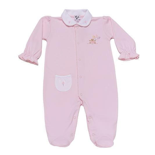 Pink Bear & Balloon Pima Cotton Footie