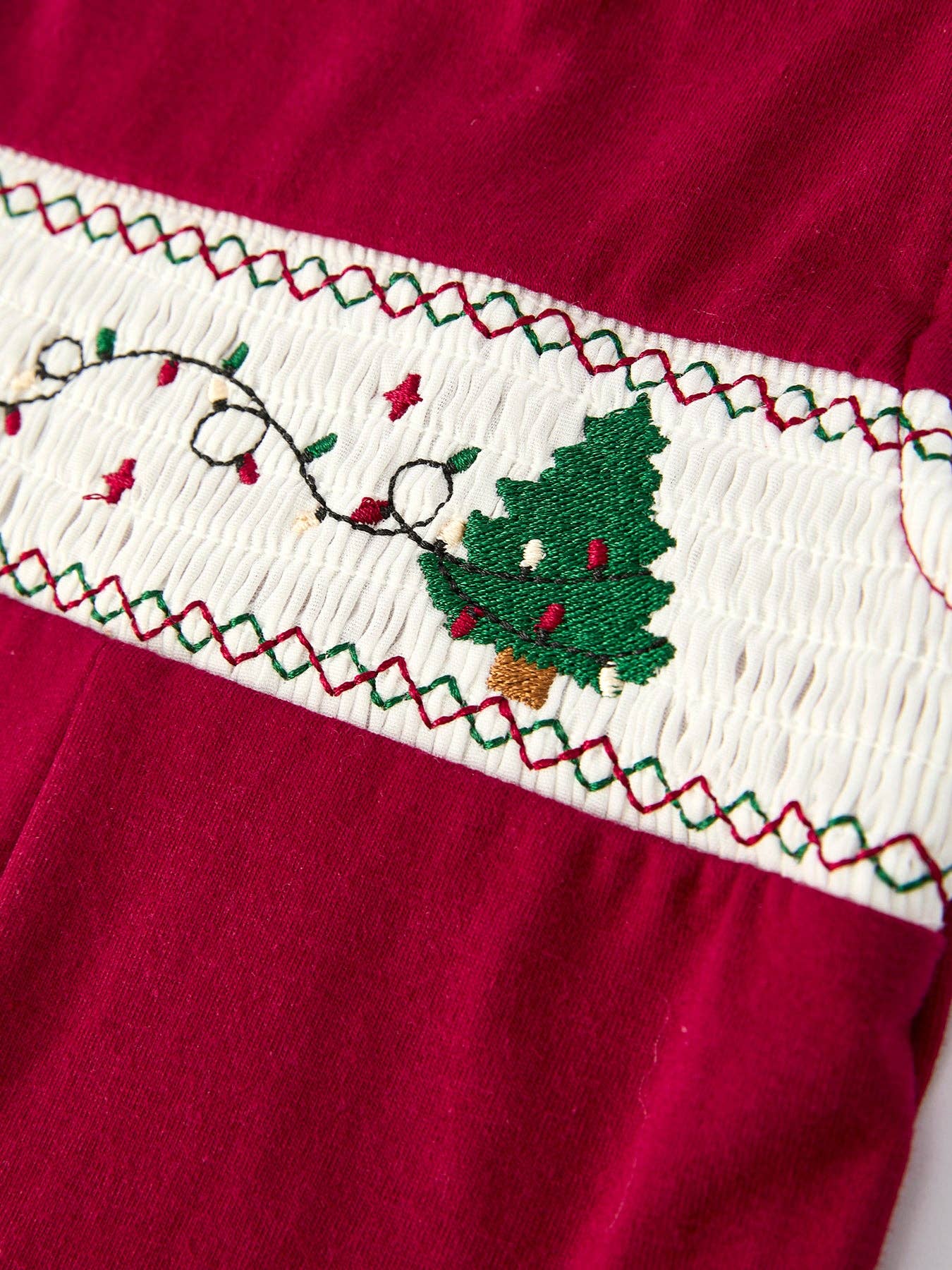 Christmas Tree Dog Smocked Embroidered Baby Boys Romper