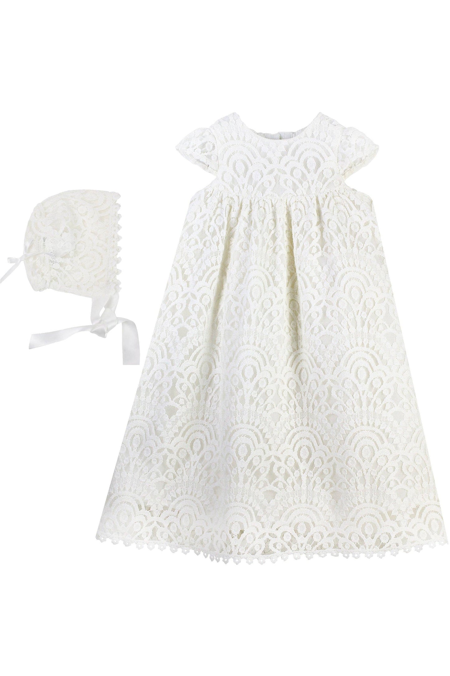 Christening Lace Gown, Bonnet & Bib