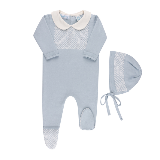 Baby & Toddler Boys Jacquard Collared Knit Romper & Bonnet
