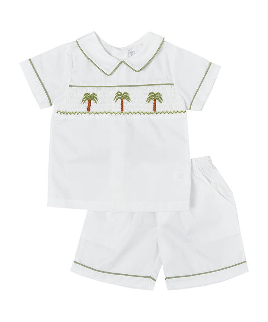 Palm Tree Smocked Shirt + Shorts