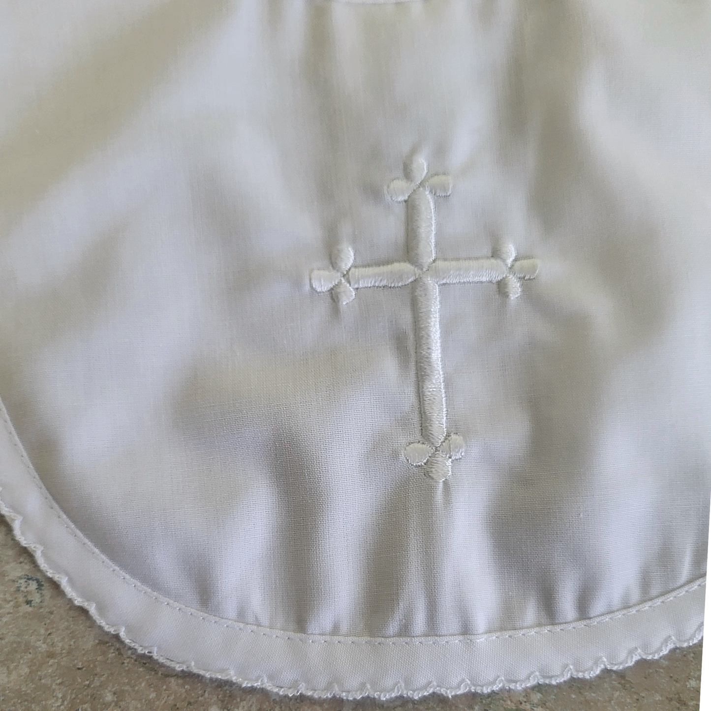 Embroidered Cross Christening Bib