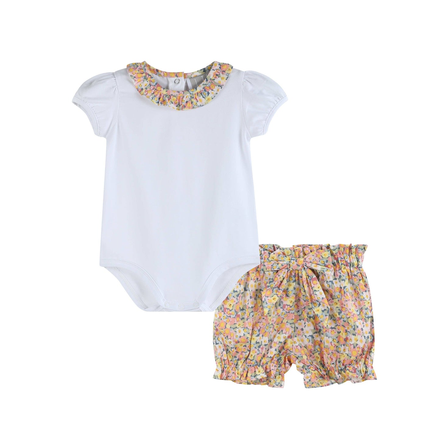 Peach Floral Print Bloomer and Shirt Set