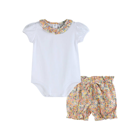 Peach Floral Print Bloomer and Shirt Set