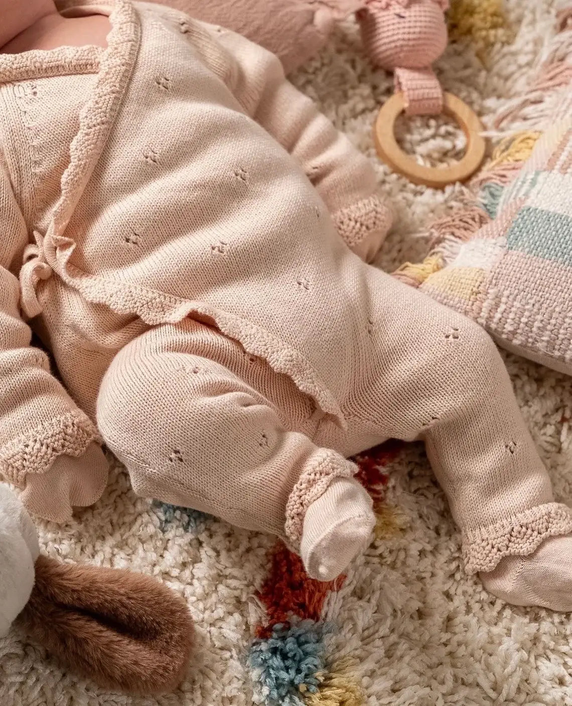 Knitted Newborn Baby Coming Home Outfit Layette Set Cotton