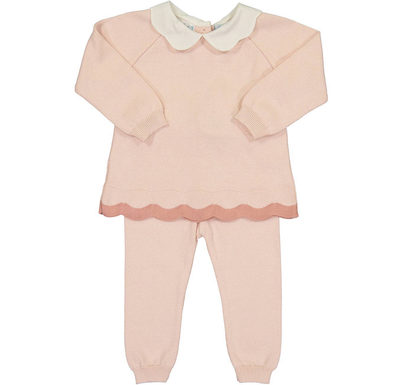 Baby & Toddler Girls Scalloped Contrast Trim Knit Set