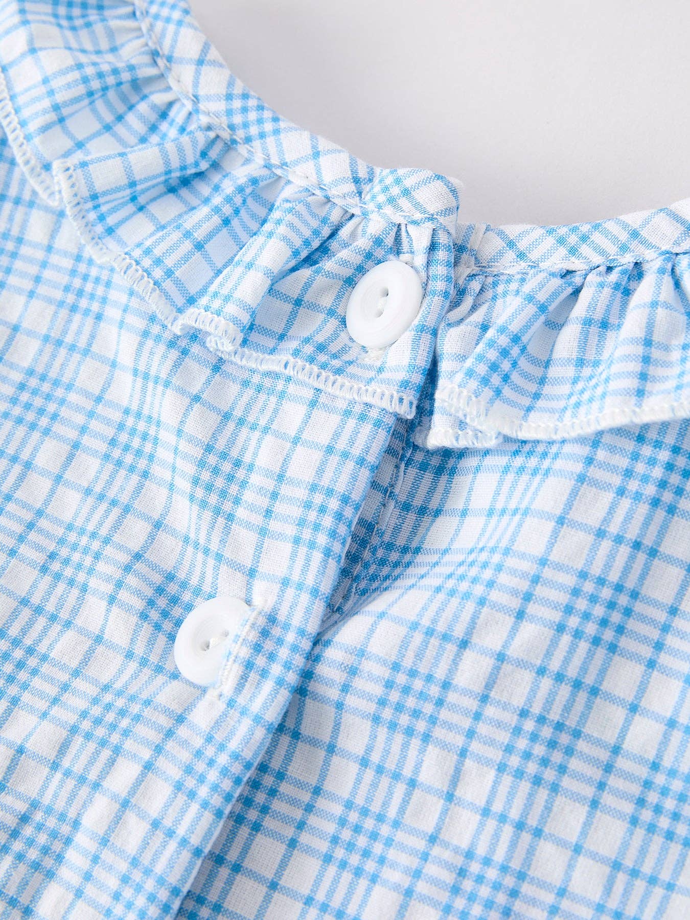 Back To School Blue Plaid Girls Cotton Dress