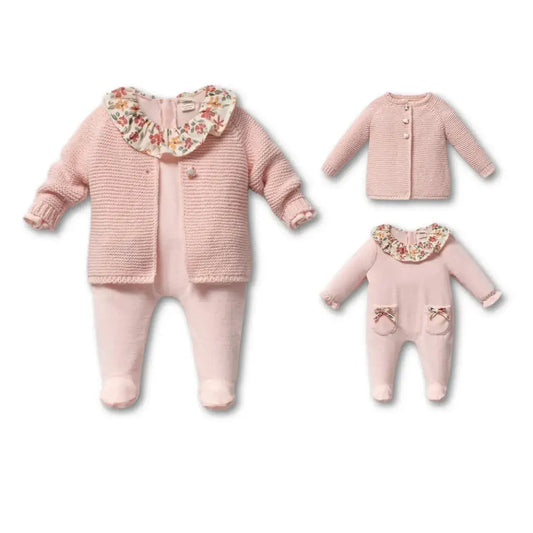 Velvet & Knit Baby Girl Outfit – 2-Piece  Set