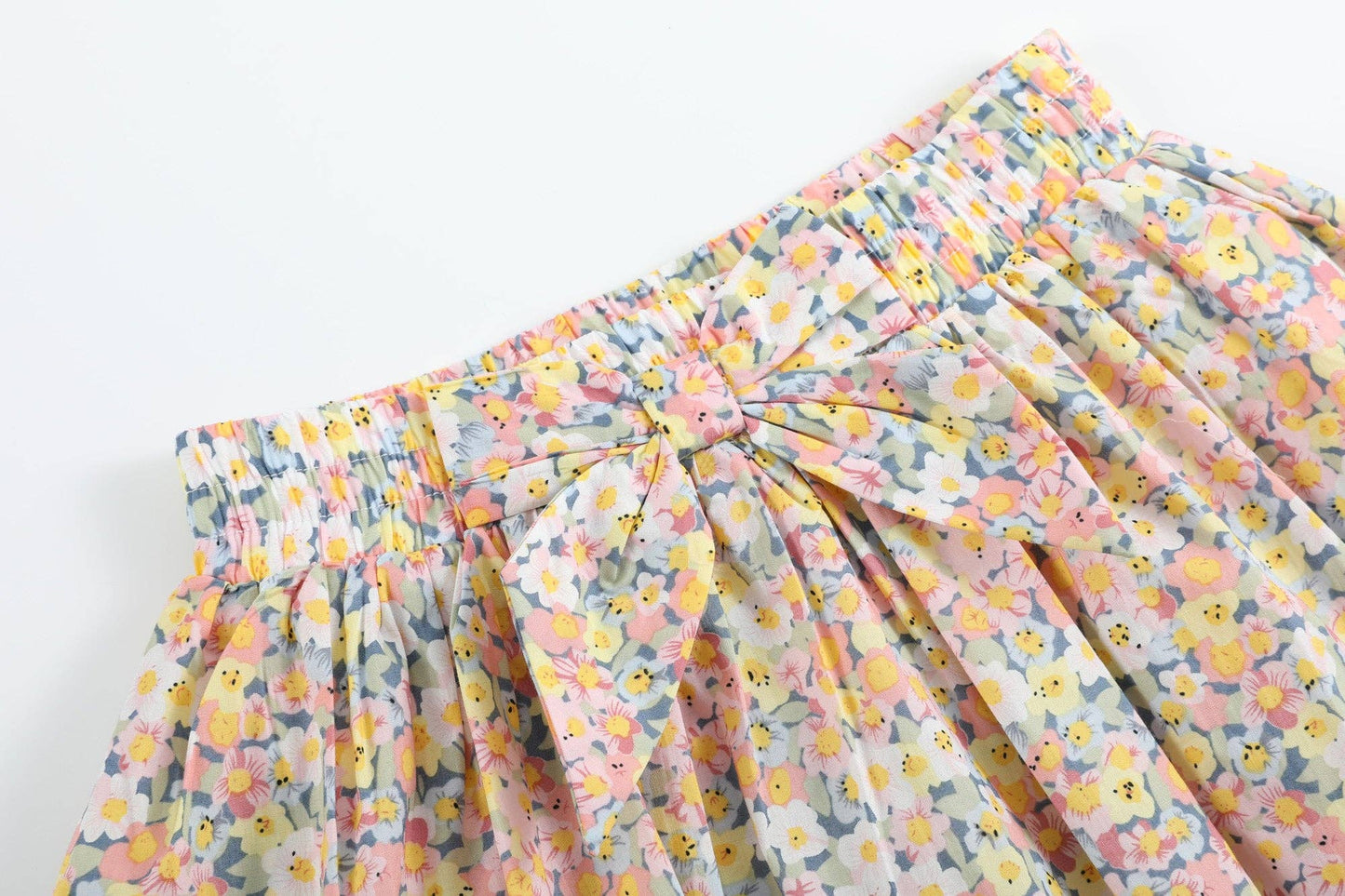 Peach Floral Print Skort and Collared Ruffle Shirt 2pc Set