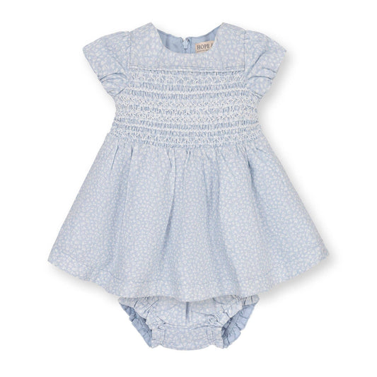 Linen Smocked Puff Sleeve Dress