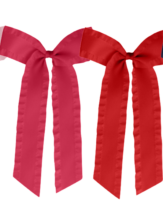 Satin Ruffle Long Tail Bow - Classic Colors