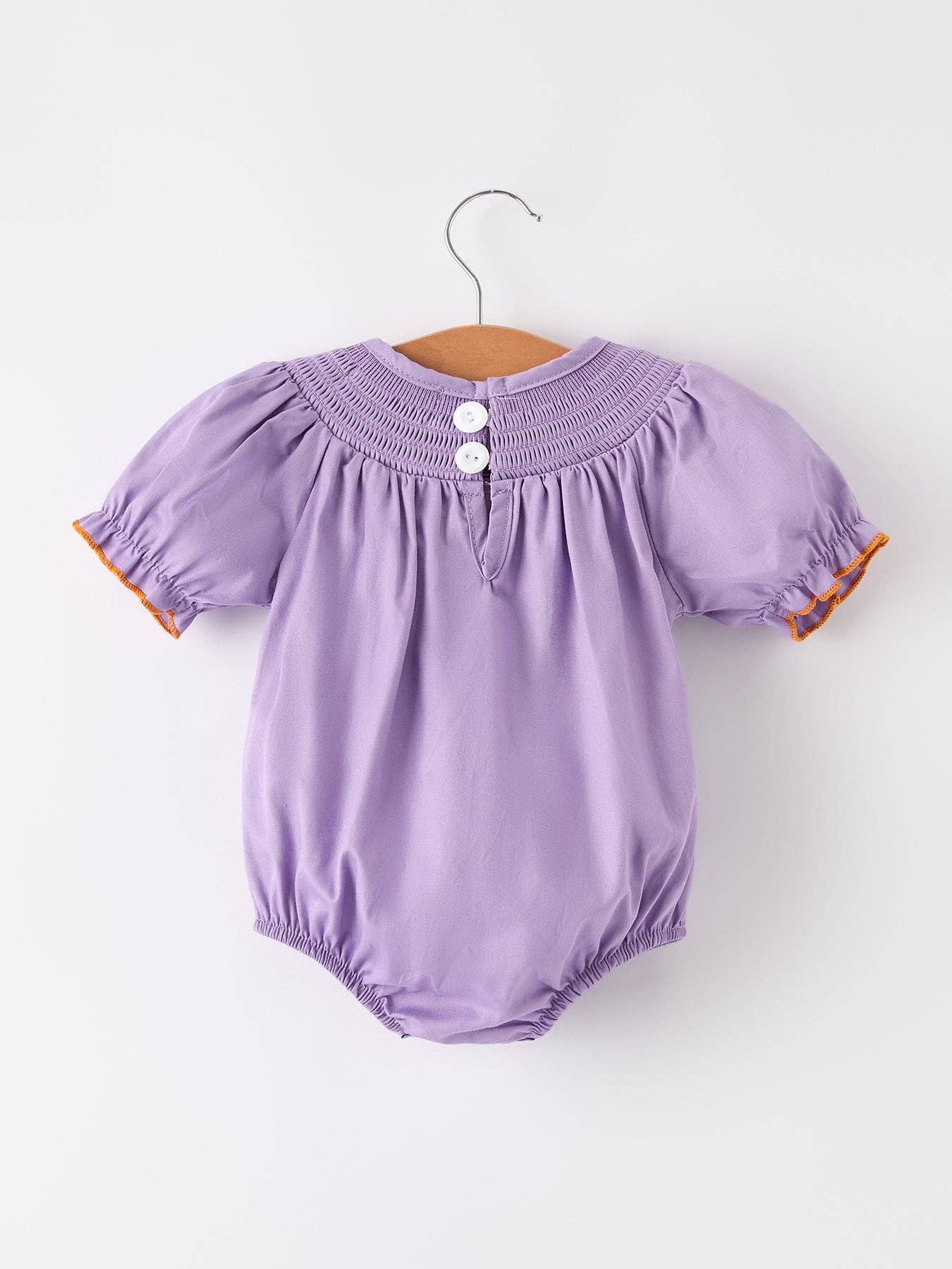 Purple Halloween Smocked Embroirdered Romper