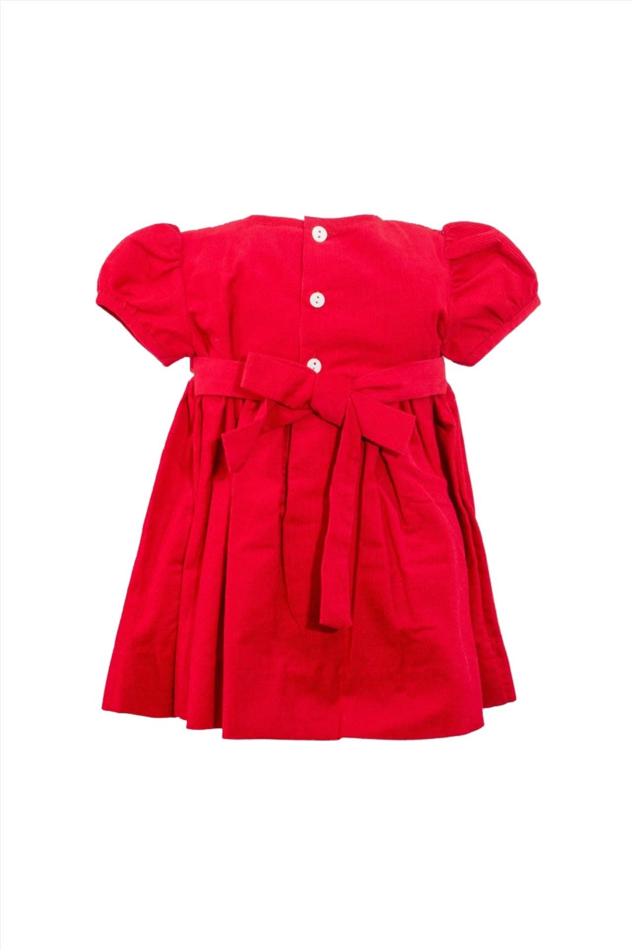 Smocked Corduroy Pearl Detail Holiday Dress